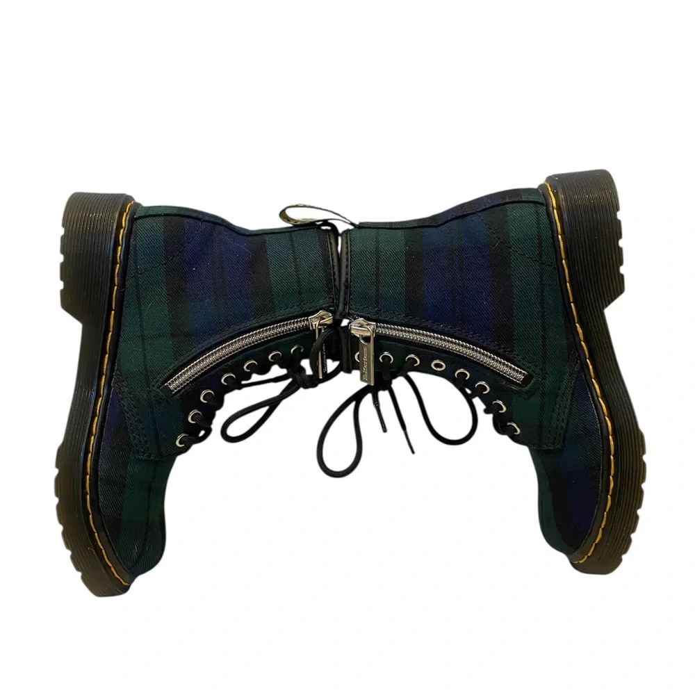 Dr. Martens Kids 1460 Zip Tartan Lace Up Boots - Size 12